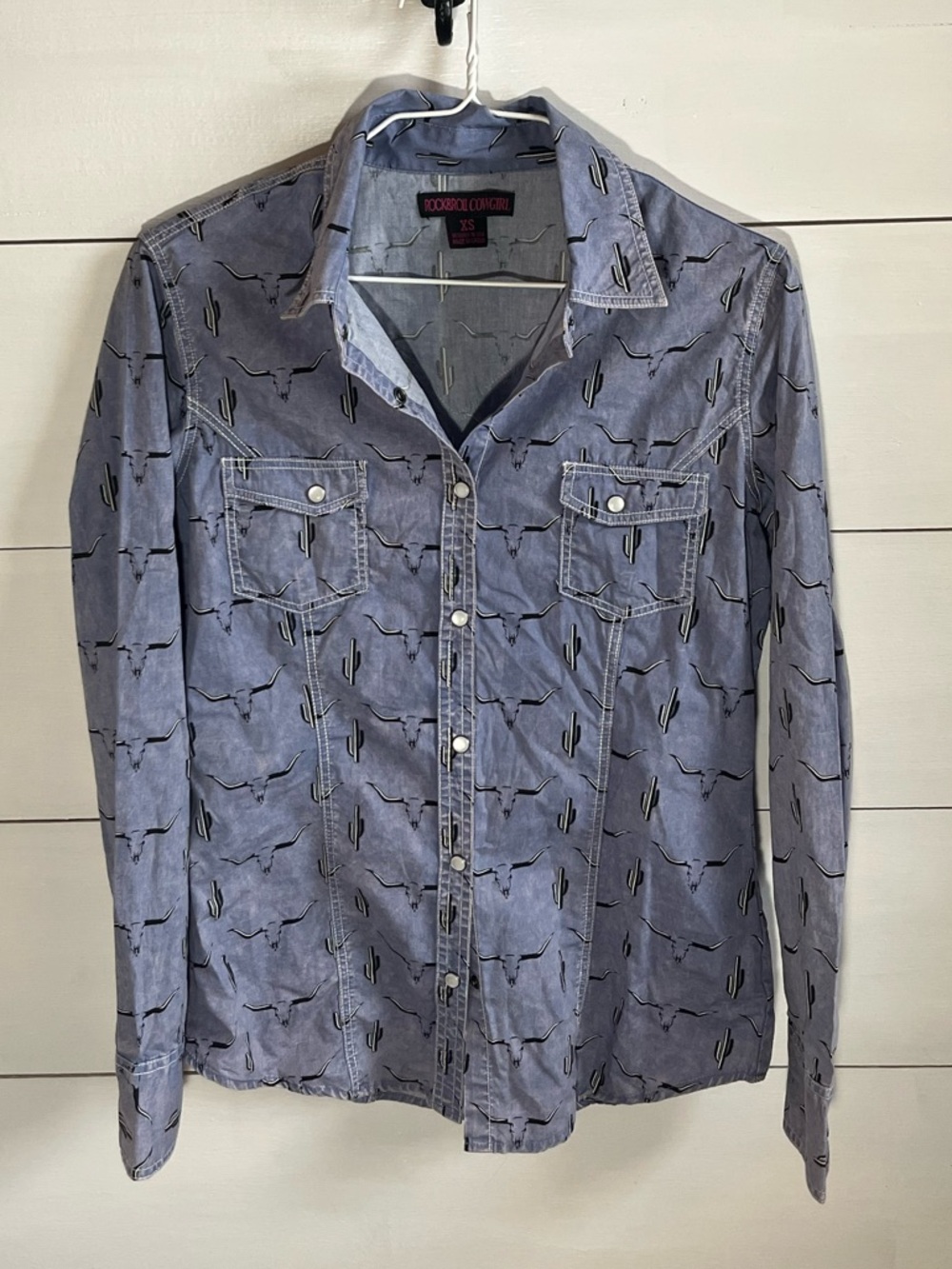 Rock & Roll Cowgirl Light Blue Western Shirt